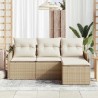 Ensemble de canapé de jardin avec coussin 4 pcs Beige polyrotin 518152518152