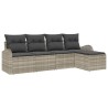 Ensemble de canapé de jardin 5 pcs Gris clair polyrotin 518163518163