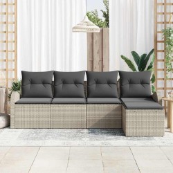 Ensemble de canapé de jardin 5 pcs Gris clair polyrotin 518163518163