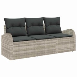 Ensemble de canapé de jardin 3 pcs Gris clair Poly rotin 518164518164