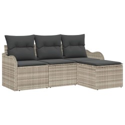 Ensemble de canapé de jardin 4 pcs Gris clair Poly rotin 518166518166