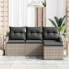 Ensemble de canapé de jardin 4 pcs Gris clair Poly rotin 518166518166