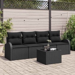 Ensemble de canapé de jardin Noir 55 x 55 x 37 cm polyrotin 518167518167