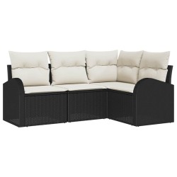 Ensemble de canapé de jardin 4 pcs Noir polyrotin 518171518171