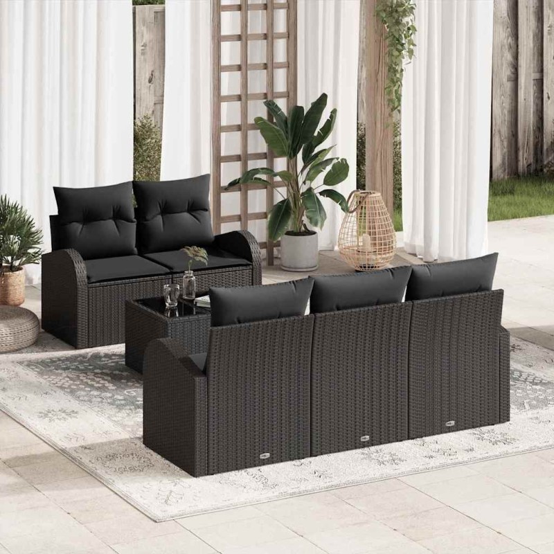 Ensemble de canapé de jardin Noir 55 x 55 x 37 cm polyrotin 518173518173