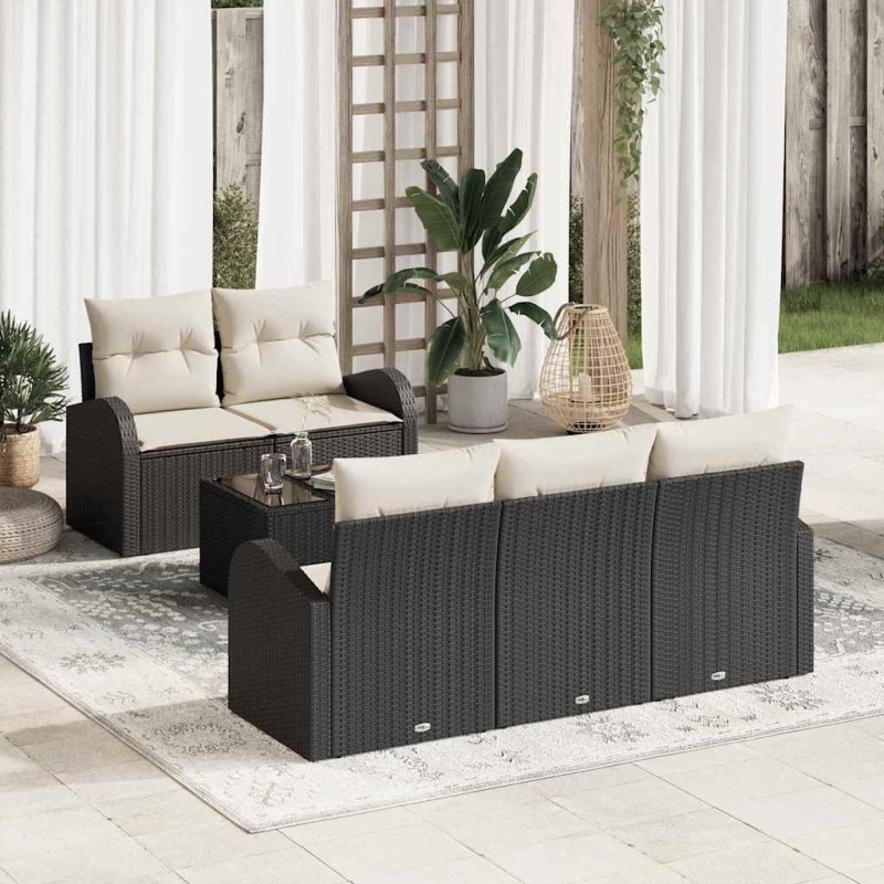 Ensemble de canapé de jardin Noir 55 x 55 x 37 cm polyrotin 518177518177