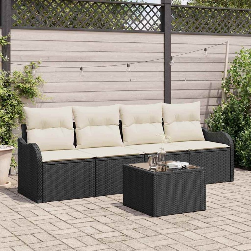 Ensemble de canapé de jardin Noir polyrotin 518178518178
