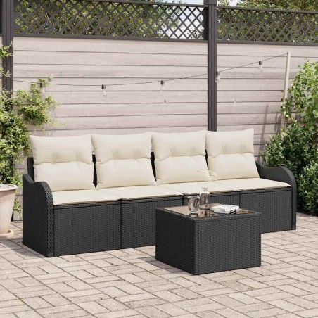 Ensemble de canapé de jardin Noir polyrotin 518178518178