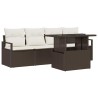 Ensemble de canapé de jardin 5 pcs Marron polyrotin 518180518180