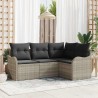 Ensemble de canapé de jardin 4 pcs Gris clair polyrotin 518181518181