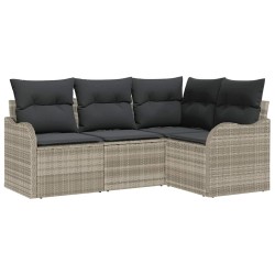 Ensemble de canapé de jardin 4 pcs Gris clair polyrotin 518181518181