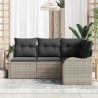 Ensemble de canapé de jardin 4 pcs Gris clair polyrotin 518181518181