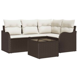Ensemble de canapé de jardin Marron polyrotin 518182518182