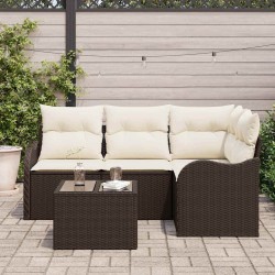 Ensemble de canapé de jardin Marron polyrotin 518182518182