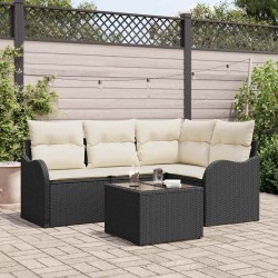 Ensemble de canapé de jardin 5 pcs Noir polyrotin 518183518183