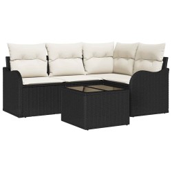 Ensemble de canapé de jardin 5 pcs Noir polyrotin 518183518183
