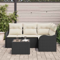 Ensemble de canapé de jardin 5 pcs Noir polyrotin 518183518183