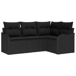 Ensemble de canapé de jardin Noir polyrotin 518184518184