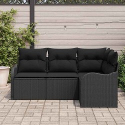 Ensemble de canapé de jardin Noir polyrotin 518184518184