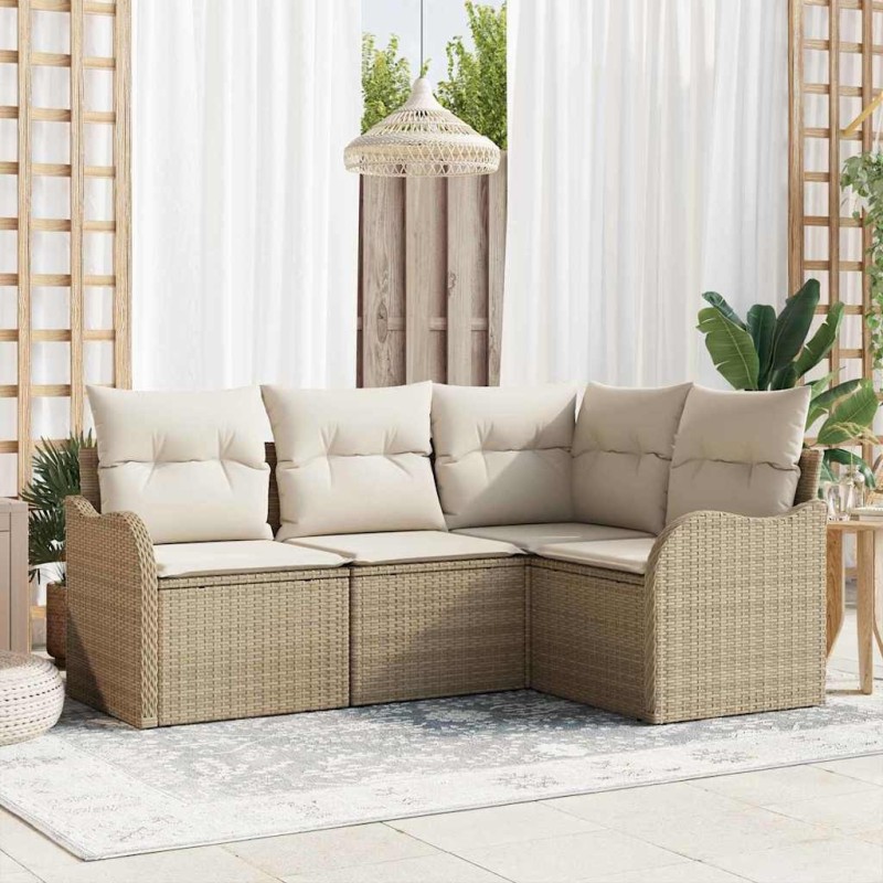 Ensemble de canapé de jardin 4 pcs Beige polyrotin 518185518185