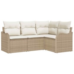 Ensemble de canapé de jardin 4 pcs Beige polyrotin 518185518185