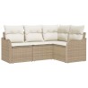 Ensemble de canapé de jardin 4 pcs Beige polyrotin 518185518185