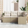 Ensemble de canapé de jardin 4 pcs Beige polyrotin 518185518185