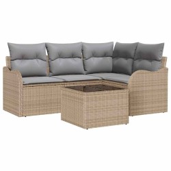 Ensemble de canapé de jardin 5 pcs Beige Poly rotin 518186518186