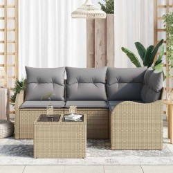 Ensemble de canapé de jardin 5 pcs Beige Poly rotin 518186518186