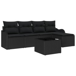 Ensemble de canapé de jardin 6 pcs Noir polyrotin 518188518188