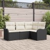 Ensemble de canapé de jardin 4 pcs Noir polyrotin 518189518189
