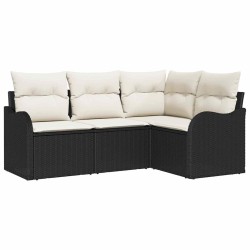 Ensemble de canapé de jardin 4 pcs Noir polyrotin 518189518189