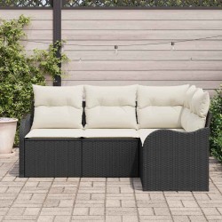 Ensemble de canapé de jardin 4 pcs Noir polyrotin 518189518189