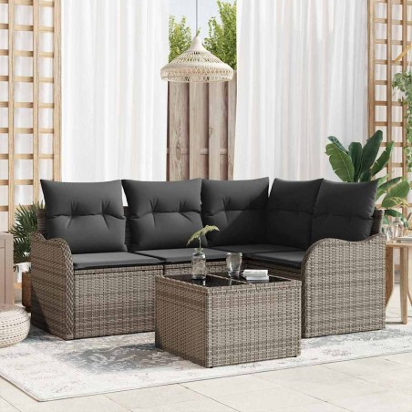 Ensemble de canapé de jardin Gris polyrotin 518191518191