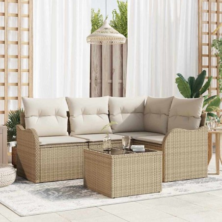 Ensemble de canapé de jardin 5 pcs Beige polyrotin 518192518192
