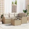 Ensemble de canapé de jardin 5 pcs Beige polyrotin 518192518192