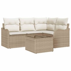 Ensemble de canapé de jardin 5 pcs Beige polyrotin 518192518192