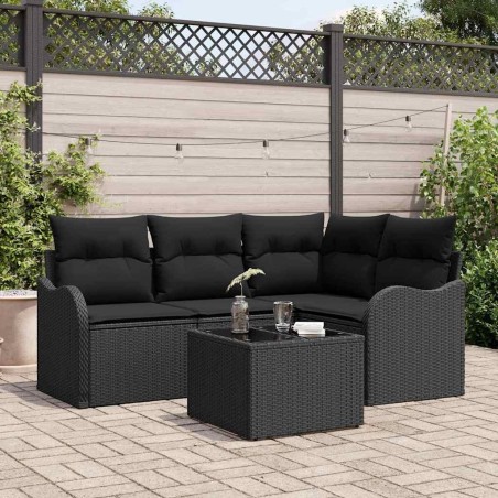Ensemble de canapé de jardin Noir polyrotin 518194518194