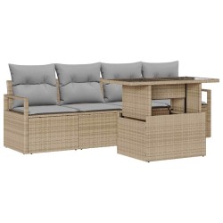 Ensemble de canapé de jardin 5 pcs Beige polyrotin 518199518199