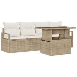 Ensemble de canapé de jardin 5 pcs Beige et crème polyrotin 518200518200