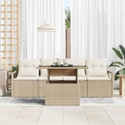 Ensemble de canapé de jardin 5 pcs Beige et crème polyrotin 518200518200