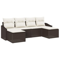 Ensemble de Canapés avec coussin 6 pcs Marron polyrotin 518202518202