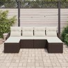 Ensemble de Canapés avec coussin 6 pcs Marron polyrotin 518202518202