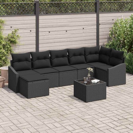 Ensemble de Canapés avec coussin 8 pcs Noir polyrotin 518203518203