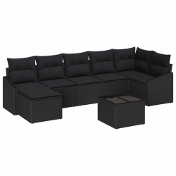 Ensemble de Canapés avec coussin 8 pcs Noir polyrotin 518203518203