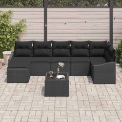 Ensemble de Canapés avec coussin 8 pcs Noir polyrotin 518203518203