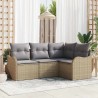 Ensemble de canapé de jardin 4 pcs Beige polyrotin 518206518206