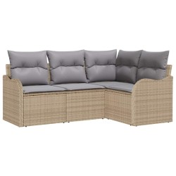 Ensemble de canapé de jardin 4 pcs Beige polyrotin 518206518206