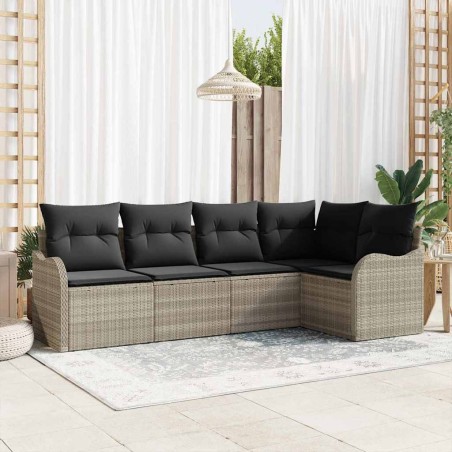 Ensemble de canapé de jardin 5 pcs Gris clair Poly rotin 518209518209