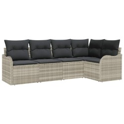 Ensemble de canapé de jardin 5 pcs Gris clair Poly rotin 518209518209